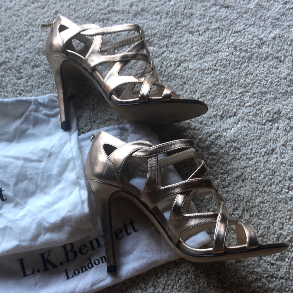 LK Bennett Metallic Bronze Strappy Heels - Picture 5 of 8
